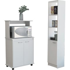 TUHOME - Set mueble microondas + estante blanco