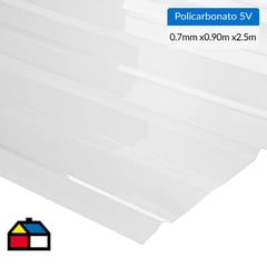 FEMOGLAS - Plancha policarbonato premium 5V transparente 0.7mmx0.90mx2.5m