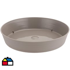 REYPLAST - Plato para macetero redondo estilo piedra plastico 33 cm taupe