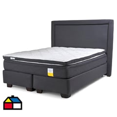 DRIMKIP - Cama Americana Eurotop Queen BD 160x200 cm + Topper + Respaldo