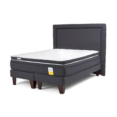 DRIMKIP - Cama Europea Eurotop Queen BD 160x200 cm + Topper + Respaldo