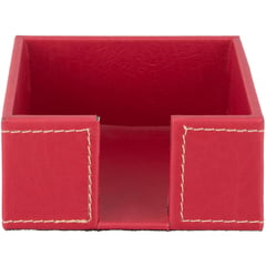 RAFAELLO - Servilletero 13,5x13,5x6,5 cm rojo ecocuero