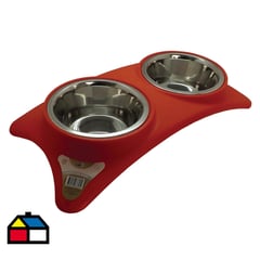 KIBOO PETS - Plato doble de acero talla m