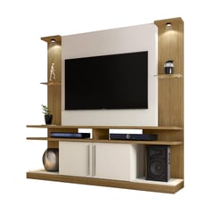 HOGA - Rack tv 60" canela blanco 183x180x39 cm