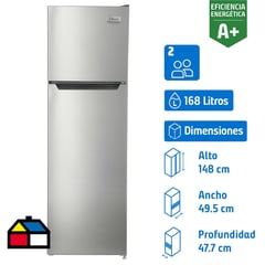 LIBERO - Refrigerador Top Freezer Frío Directo 168 Litros Inox LRT-200DFI