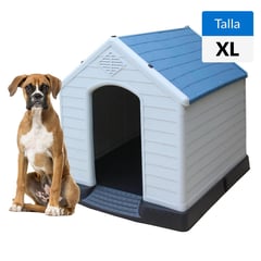 PETIZOOS - Casa Talla XL para Perro 96.5x105x98.5 cm Blanco/Azul