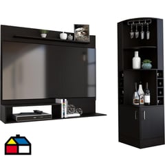 TUHOME - Bar esquinero + panel TV 55" wengue