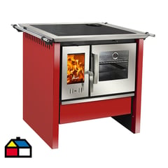 AMESTI - Cocina a Leña 1 Platos Rojo Cocina Allegra Inox Roja