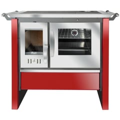 AMESTI - Cocina a Leña 1 Platos Rojo Cocina Allegra Inox Roja