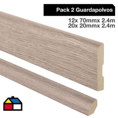 MAFORSA - Pack 2 guardapolvos 12x70mm + 2 cuarto rodón 20x20mm MDF Ligth Langley