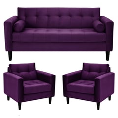 BODEVIR - Juego living retro 3c 1c felpa morado