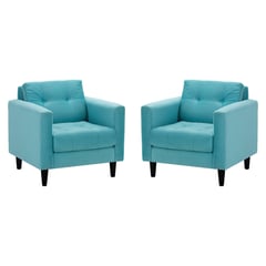 BODEVIR - Set de sillones retro 1C felpa turquesa