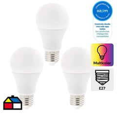 NEXXT SOLUTIONS - Ampolleta inteligente LED E27 9W Multicolor WiFi pack 3 unidades