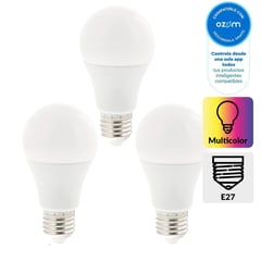 NEXXT SOLUTIONS - Ampolleta inteligente LED E27 9W Multicolor WiFi pack 3 unidades