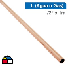 GD COOPER - Cañería Cobre L Gas-Agua 1/2" x 1m