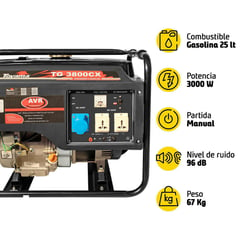 TOYAMA - Generador Eléctrico a Gasolina Partida Manual 2.8 kW 25 l