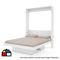 HOGA - Cama plegable vertical 2 plazas blanco 57x155x198 cm