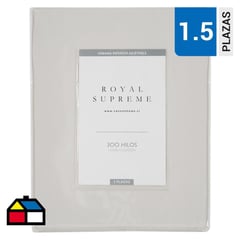 ROYAL SUPREME - Sábana inferior 300 hilos liso beige 1,5 plazas