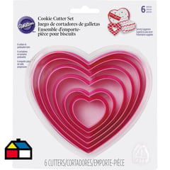 WILTON - Set 6 moldes para galletas corazón