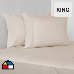 ROYAL SUPREME - JUEGO SABANAS 300H LISO BEIGE SUPER KING