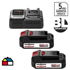 UBERMANN - Kit 2 baterías recargables 20V 2 Ah + cargardor - Generación Brushless