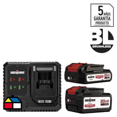 UBERMANN - Kit 2 baterías recargables 20V + cargador - Generación Brushless