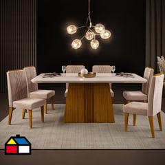 VEKKAHOME - Juego de comedor brat 6 sillas