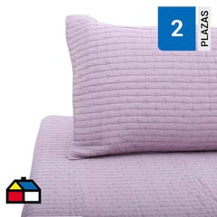 DIB - Quilt Cubrecama Patchwork Hebra Rosa 2 Plazas