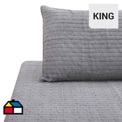 DIB - Quilt Cubrecama Patchwork Hebra Gris King