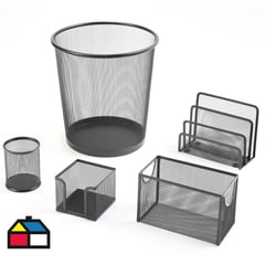 JUST HOME COLLECTION - SET DE OFICINA 5 PIEZAS NEGRO