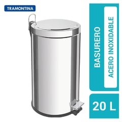 TRAMONTINA - Basurero 20 Litros Acero inoxidable Gris