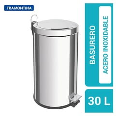 TRAMONTINA - Basurero 30 Litros Acero inoxidable Gris