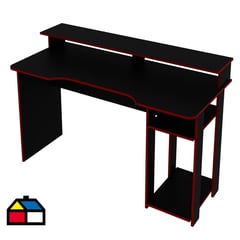 TECNOMOBILI - Escritorio gamer 89,5x136x60 cm melamina negro-rojo