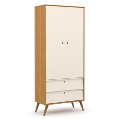 KIDSCOOL - Clóset 2 Puerta(s) 2 Cajone(s) 3 Repisa(s) 88.5x205x46 cm Blanco/Natural