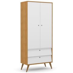 KIDSCOOL - Clóset 2 Puerta(s) 2 Cajone(s) 3 Repisa(s) 88.5x205x46 cm Gris/Natural