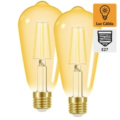 DAIRU - Pack 2 ampolletas led ST64 E27 6W ambar