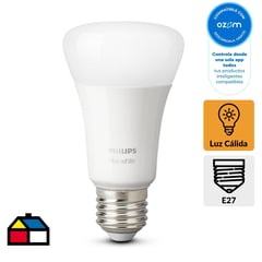 PHILIPS HUE - Ampolleta inteligente HUE blanca E27 9W bluetooth luz cálida