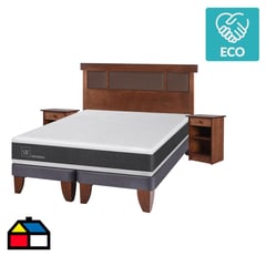 CIC - Cama europea ortopedic 2 plazas bd + muebles