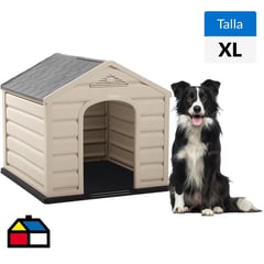 RIMAX - Casa para perros 92x90x89 cm techo gris grande