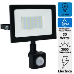 HALUX - Reflector 30W Luz Fria Negro con Sensor