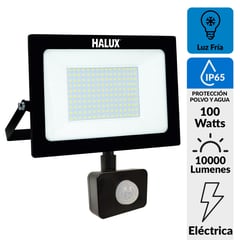 HALUX - Reflector 100W Luz Fria Negro con Sensor