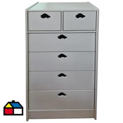 MUEBLES KIDS - Cajonera 6 Cajones Blanco Auto 115x70x40 cm