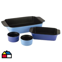 FANTUZZI - Set 2 asadera + 2 ramekin cerámica azul