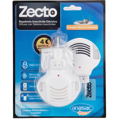 ZECTO - Insecticida eléctrico para zancudos difusor + tableta insecticida 4 un