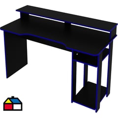 TECNOMOBILI - Escritorio gamer 89,5x136x60 cm melamina negro azul