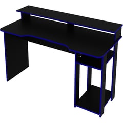 TECNOMOBILI - Escritorio gamer 89,5x136x60 cm melamina negro azul