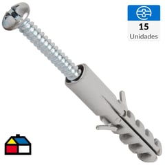 FIXSER - Tarugo con tornillo 6 mm 15 unidades