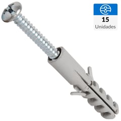 FIXSER - Tarugo con tornillo 6 mm 15 unidades