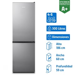 HISENSE - Refrigerador Bottom Freezer No Frost 300 Litros Inox RD-39WC