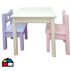 MUEBLES KIDS - Mesa infantil con 2 Sillas Crema Lila